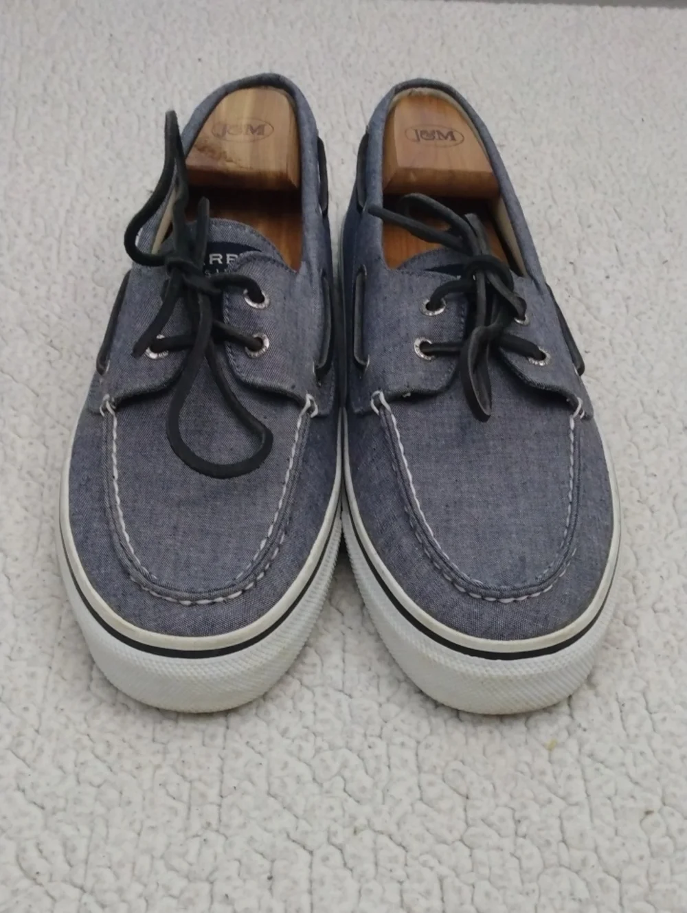 Sperry Steel Blue Bahama 2 Canvas Boat Shoes  10.5M